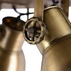 Plafondlamp brons met hout 3-lichts - Mangoes