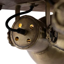 Plafondlamp brons met hout 3-lichts - Mangoes