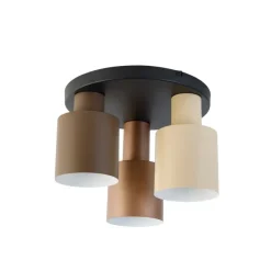 Plafondlamp brons met taupe en beige 3-lichts - Ans