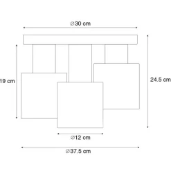 Plafondlamp brons met taupe en beige 3-lichts - Ans