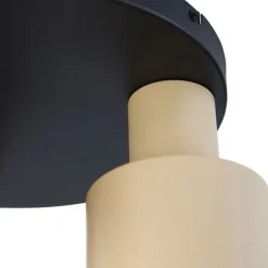 Plafondlamp brons met taupe en beige 3-lichts - Ans