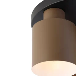 Plafondlamp brons met taupe en beige 3-lichts - Ans