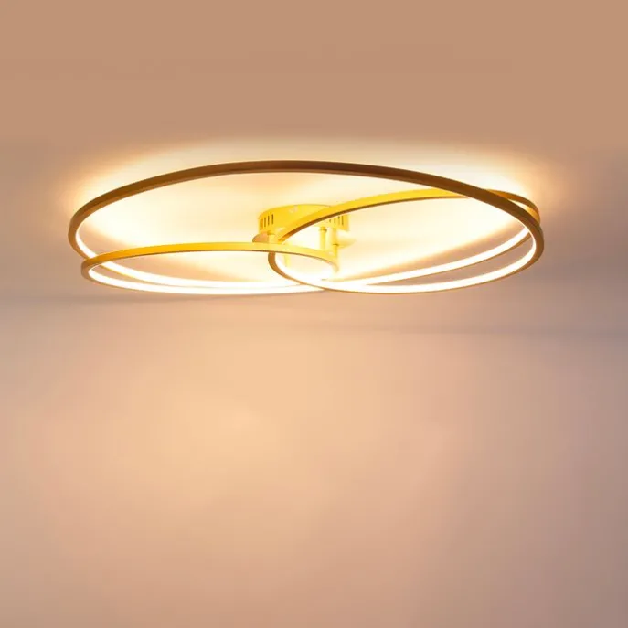 Plafondlamp goud 78 cm incl. LED 3 staps dimbaar - Rowin