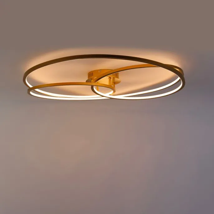 Plafondlamp goud 78 cm incl. LED 3 staps dimbaar - Rowin