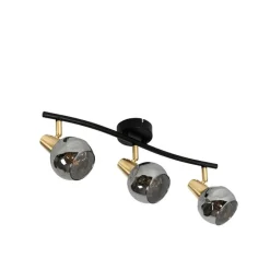Plafondlamp goud 45 cm met smoke glas 3-lichts - Vidro