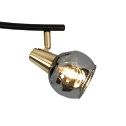 Plafondlamp goud 45 cm met smoke glas 3-lichts - Vidro