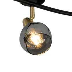 Plafondlamp goud 45 cm met smoke glas 3-lichts - Vidro