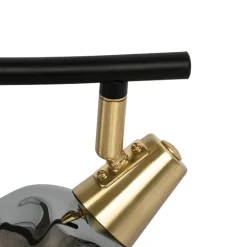 Plafondlamp goud 45 cm met smoke glas 3-lichts - Vidro