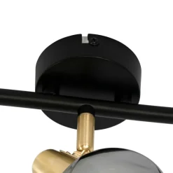 Plafondlamp goud 45 cm met smoke glas 3-lichts - Vidro