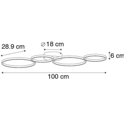Plafondlamp goud incl. LED 3 staps dimbaar 4-lichts - Lupolo