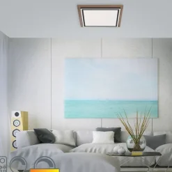 Plafondlamp hout vierkant incl. LED met afstandsbediening - Ajdin