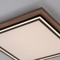 Plafondlamp hout vierkant incl. LED met afstandsbediening - Ajdin