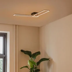 Plafondlamp langwerpig zwart 3-staps dimbaar - Plazas Novo