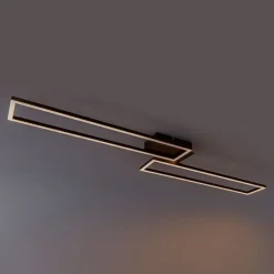 Plafondlamp langwerpig zwart 3-staps dimbaar - Plazas Novo