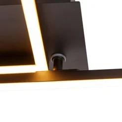 Plafondlamp langwerpig zwart 3-staps dimbaar - Plazas Novo