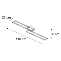 Plafondlamp langwerpig zwart 3-staps dimbaar - Plazas Novo