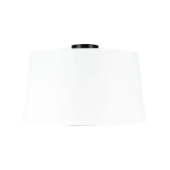 Plafondlamp mat zwart met witte kap 45 cm - Combi