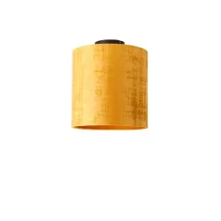 Plafondlamp mat zwart velours kap goud 25 cm - Combi