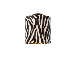 Plafondlamp mat zwart velours kap zebra dessin 25 cm - Combi