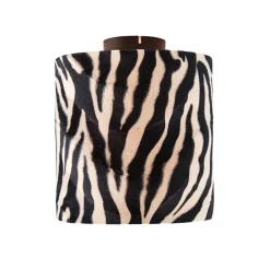 Plafondlamp mat zwart velours kap zebra dessin 25 cm - Combi