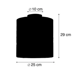 Plafondlamp mat zwart velours kap zebra dessin 25 cm - Combi