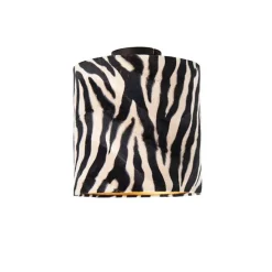 Plafondlamp mat zwart velours kap zebra dessin 25 cm - Combi