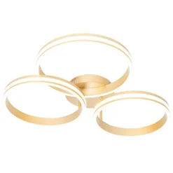 Plafondlamp messing incl. LED 3-staps dimbaar 3-lichts - Navara