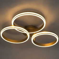 Plafondlamp messing incl. LED 3-staps dimbaar 3-lichts - Navara