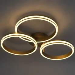 Plafondlamp messing incl. LED 3-staps dimbaar 3-lichts - Navara