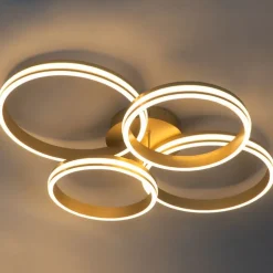 Plafondlamp messing incl. LED 3-staps dimbaar 4-lichts - Navara