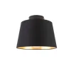 Plafondlamp met katoenen kap zwart met goud 25 cm - Combi zwart