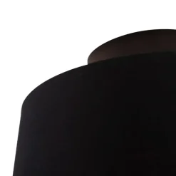 Plafondlamp met katoenen kap zwart met goud 25 cm - Combi zwart