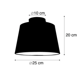 Plafondlamp met katoenen kap zwart met goud 25 cm - Combi zwart