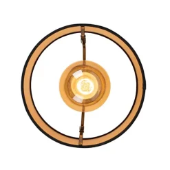 Plafondlamp met katoenen kap zwart met goud 25 cm - Combi zwart