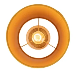 Plafondlamp met velours kap oker met goud 20 cm - Combi zwart