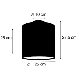 Plafondlamp met velours kap pauw met goud 25 cm - Combi zwart