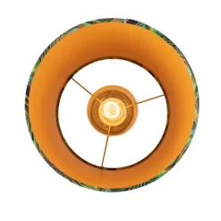 Plafondlamp met velours kap pauw met goud 25 cm - Combi zwart