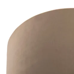 Plafondlamp met velours kap taupe met goud 25 cm - Combi zwart