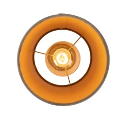 Plafondlamp met velours kap taupe met goud 20 cm - Combi zwart