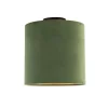 Plafondlamp met velours kap groen met goud 25 cm - Combi zwart