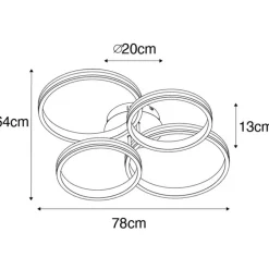 Plafondlamp staal incl. LED 3-staps dimbaar 4-lichts - Navara