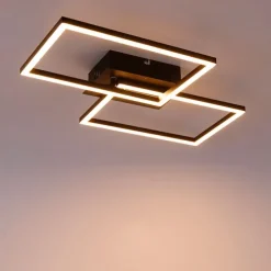 Plafondlamp vierkant zwart 3-staps dimbaar - Plazas Novo