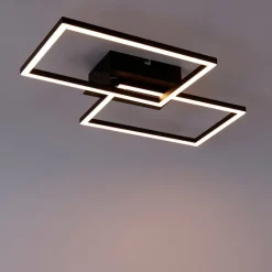 Plafondlamp vierkant zwart 3-staps dimbaar - Plazas Novo