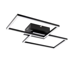 Plafondlamp vierkant zwart 3-staps dimbaar - Plazas Novo