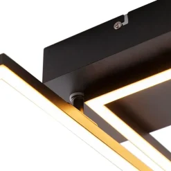 Plafondlamp vierkant zwart 3-staps dimbaar - Plazas Novo