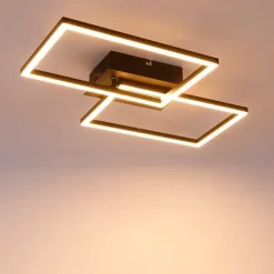 Plafondlamp vierkant zwart 3-staps dimbaar - Plazas Novo