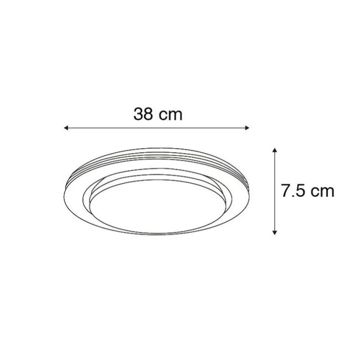 Plafondlamp wit 38 cm incl. LED met afstandsbediening - Jochem