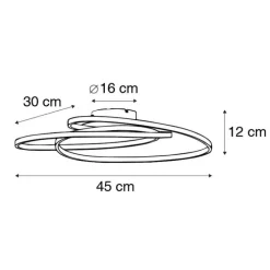 Plafondlamp wit 45 cm incl. LED 3 staps dimbaar - Rowin