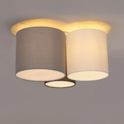 Plafondlamp wit grijs en bruin 3-lichts - Multidrum