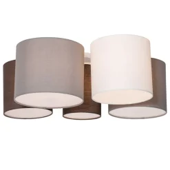 Plafondlamp wit grijs en bruin 5-lichts - Multidrum